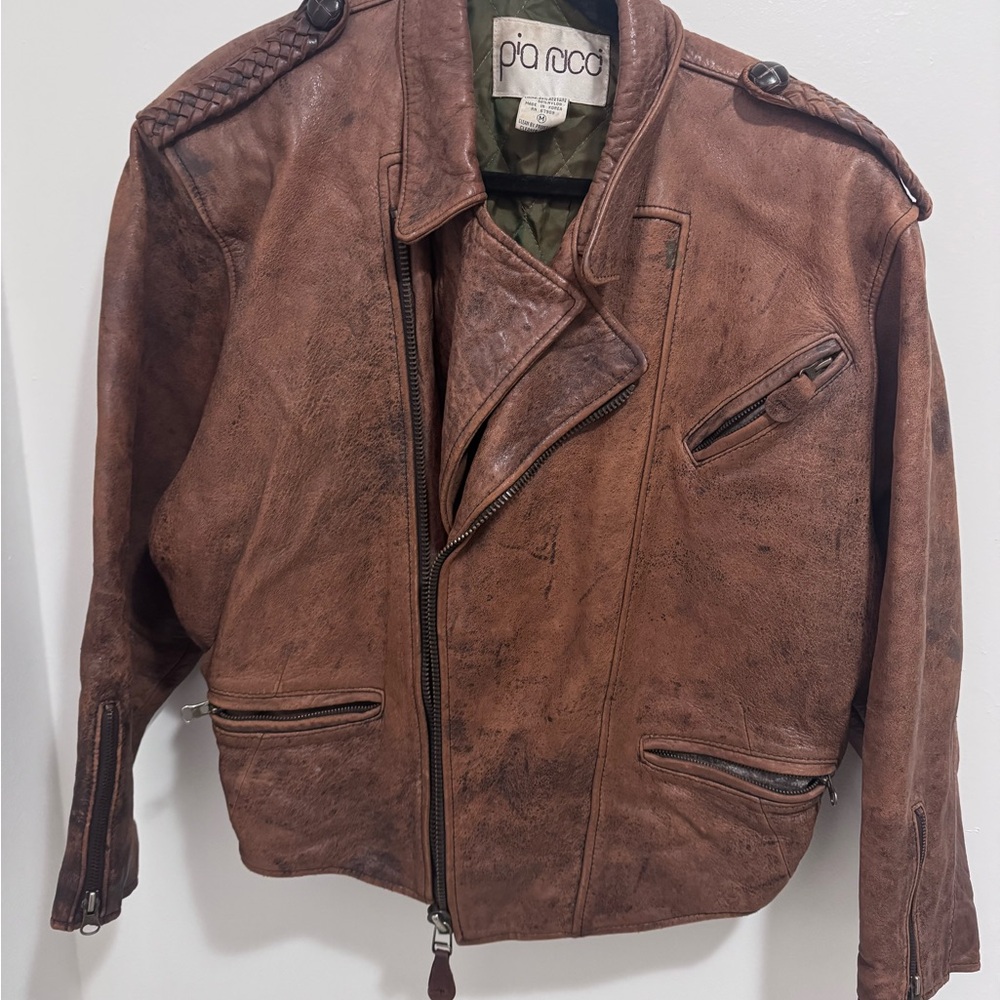Pía Rucci Brown Leather Bomber Jacket